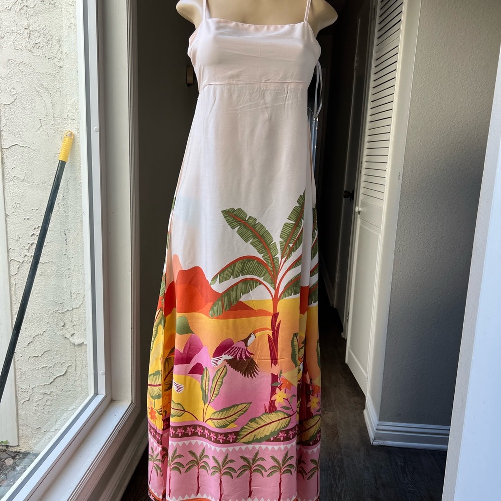 Tropical Asymmetrical Maxi Dress